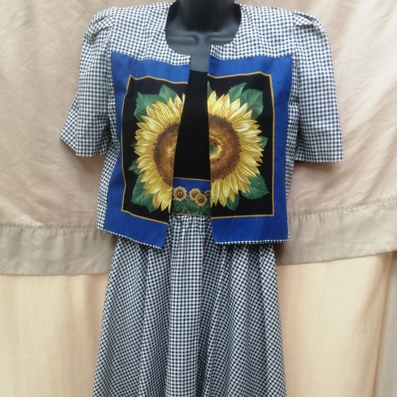 Vtg Samantha Edwards Sunflower Dress - Picture 1 of 16